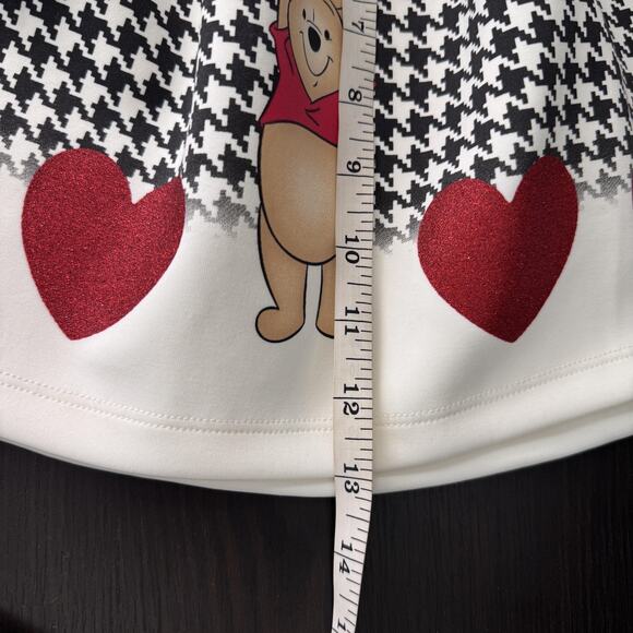 Disney Winnie the Pooh Skirt Girls 5 Houndstooth Red Glitter Hearts Elastic - Picture 7 of 8